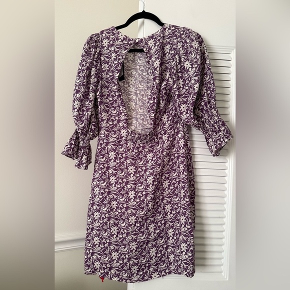 NWT Maje
Women's Purple Cutout Floral-print Linen-blend Mini Dress - Picture 3 of 7